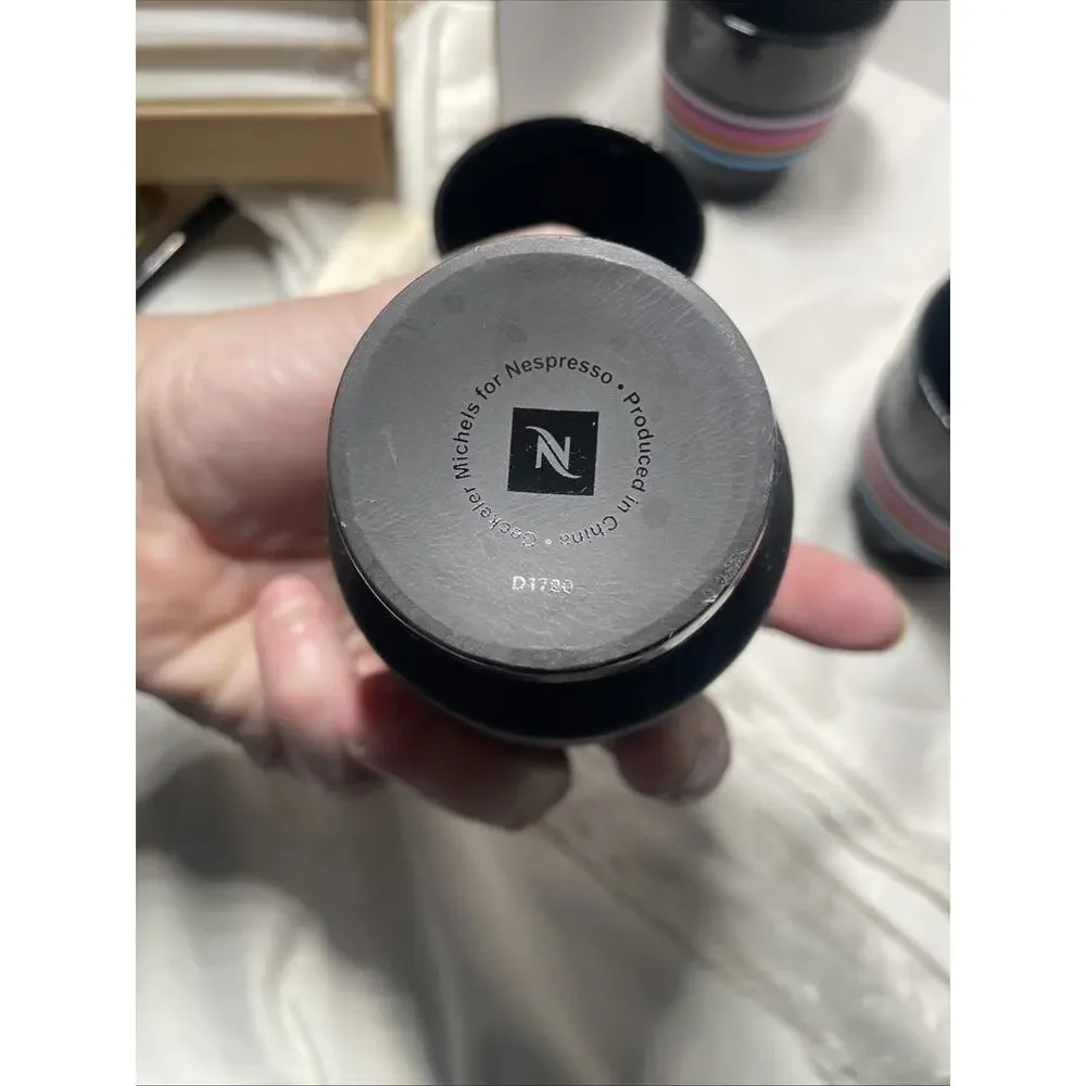 Nespresso Set of 4 Black Lungo Cups Geckeler Michels Touch Collection D1722